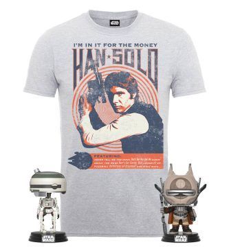 Pack Star Wars Han Solo: Camiseta + 2 Pop!